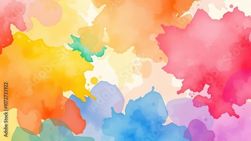 Abstract watercolor painting of vibrant colors on white paper background, creative, background