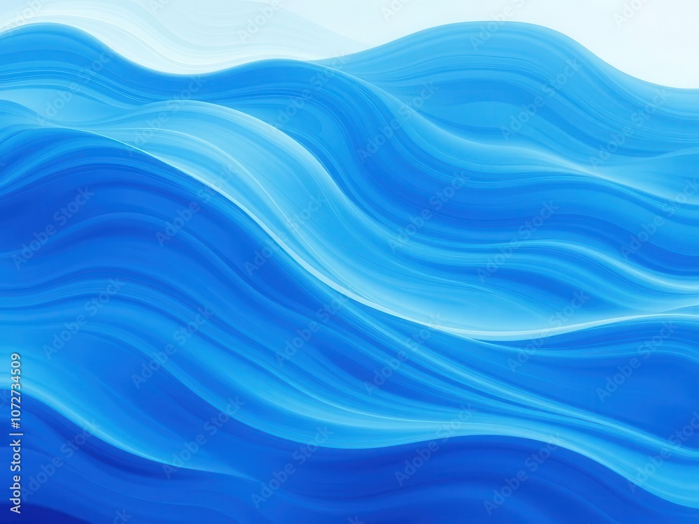 Fototapeta premium An abstract visual background featuring a mesmerizing wave pattern in shades of blue and white, fluid, flowing, digital