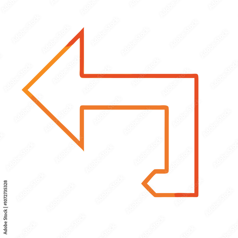 Curved left turn arrow in orange, Orange gradient arrow icon depicting a left turn, commonly used for navigation, back buttons, or indicating a reverse direction.
Curved left turn arrow in orange, Orange gradient arrow icon depicting a left turn, commonly used for navigation, back buttons, or indicating a reverse direction.