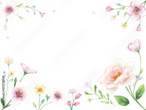 Fototapeta Naklejka Na Ścianę i Meble -  Elegant watercolor flowers in various colors and styles, perfect for creating beautiful designs, isolated, decorative