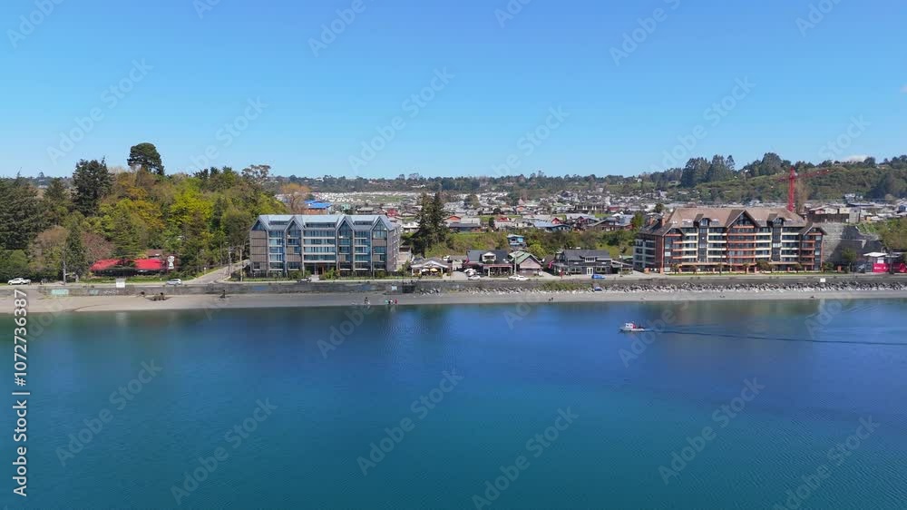 Aerial view of coast of Llanquihue lake in Puerto Varas Aerial view of coast of Llanquihue lake in Puerto Varas