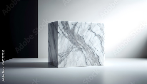 Polished Marble Slab on White Surface with Ample Copy Space