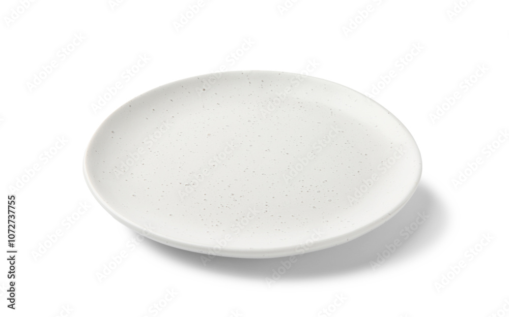 One empty ceramic plate isolated on white One empty ceramic plate isolated on white