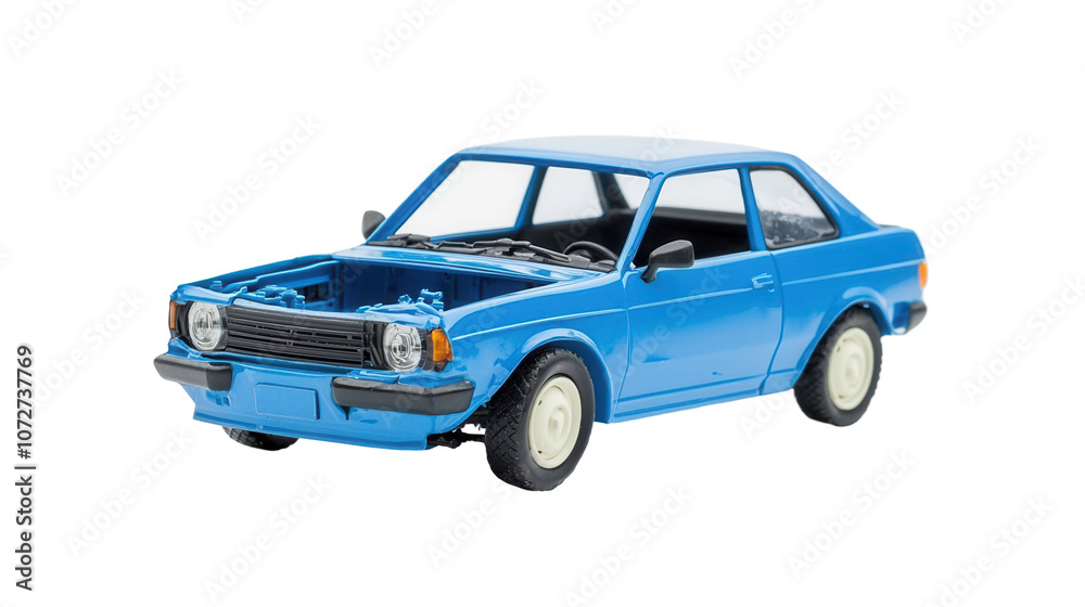 Fototapeta premium Building a miniature model car step-by-step process for crafting detailed replicas, transparent background