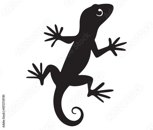 Lizard on white background, Vector isolated one single gecko lizard, Silhouette lizard icon