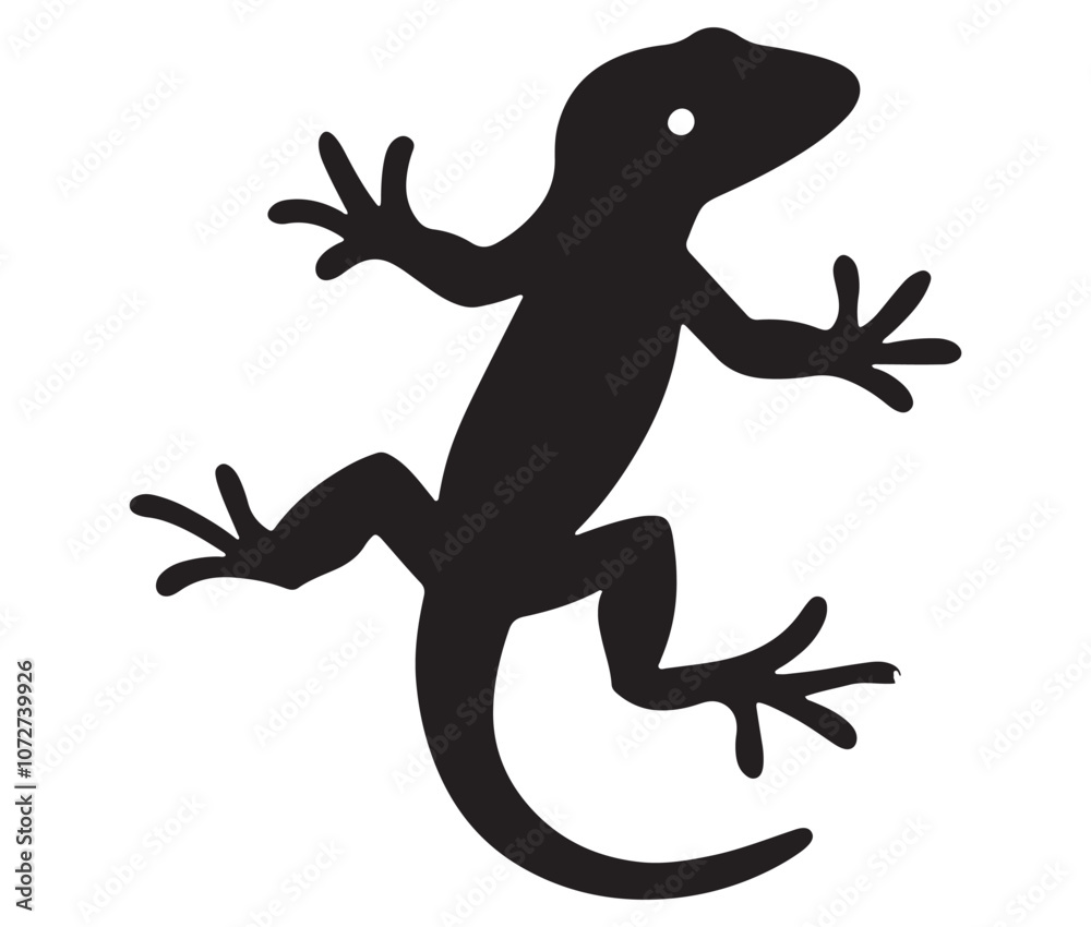 Fototapeta premium Lizard on white background, Vector isolated one single gecko lizard, Silhouette lizard icon