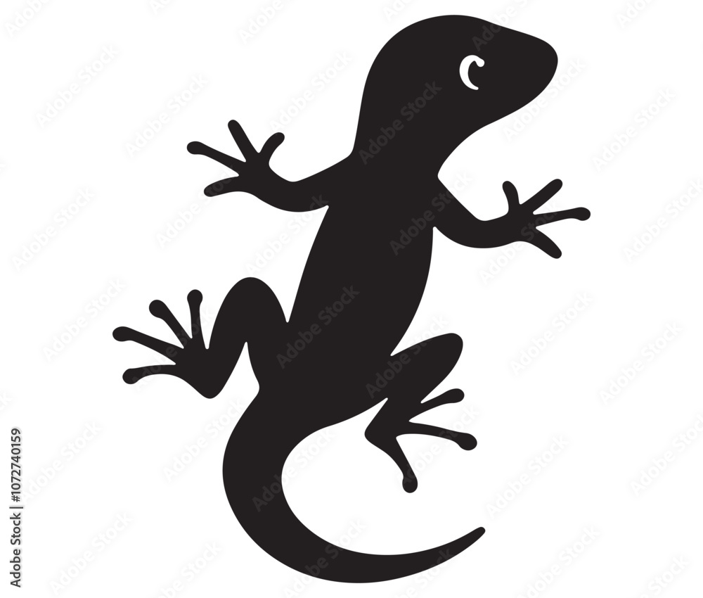 Fototapeta premium Lizard on white background, Vector isolated one single gecko lizard, Silhouette lizard icon