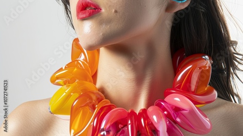 Make a statement with this bold and structured inflatable necklace sure to be the center of attention at any event.