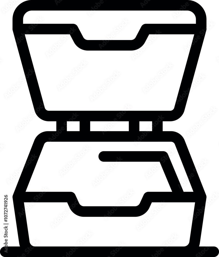 Open empty plastic food container ideal for delivery or takeaway, representing modern food habits Open empty plastic food container ideal for delivery or takeaway, representing modern food habits