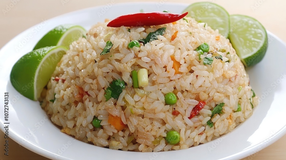 Delicious Stir-Fried Rice with Vegetables and Lime Delicious Stir-Fried Rice with Vegetables and Lime