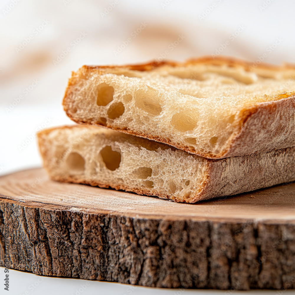 Freshly baked sourdough bread slices showcasing crispy crust and airy interior, perfect for sandwiches or toasting. Ideal for food photography and culinary presentations Freshly baked sourdough bread slices showcasing crispy crust and airy interior, perfect for sandwiches or toasting. Ideal for food photography and culinary presentations
