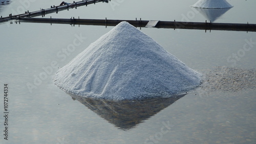 Bild auf Leinwand a salt farm with a pile of salt