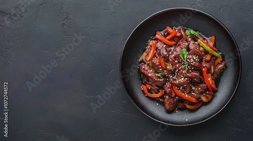 Colorful Stir-Fried Beef with Peppers and Sesame Seeds