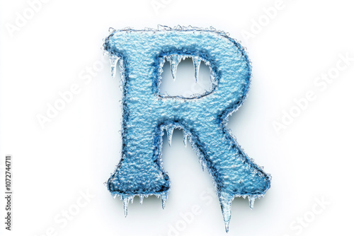 Wallpaper Mural Frosty blue letter R with ice crystals and dripping frost on a pure white background, ideal for branding Torontodigital.ca