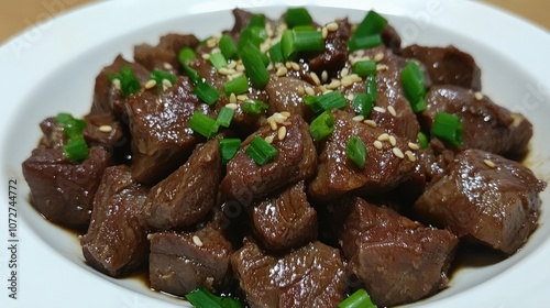 Savory Beef Dish with Green Onions and Sesame Seeds