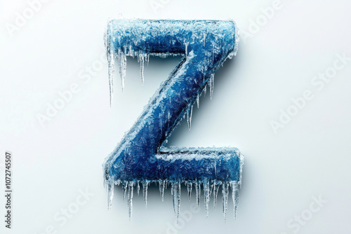 Wallpaper Mural Frosty blue letter Z with ice crystals and dripping frost on a pure white background, ideal for branding Torontodigital.ca