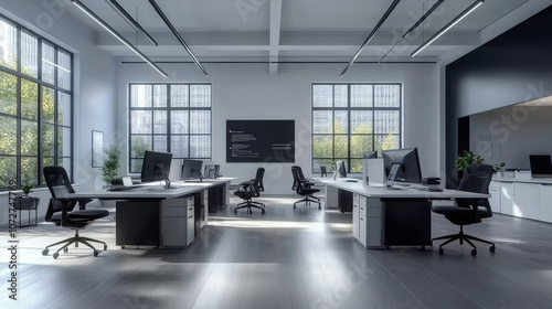 Modern office with neat desks and chairs