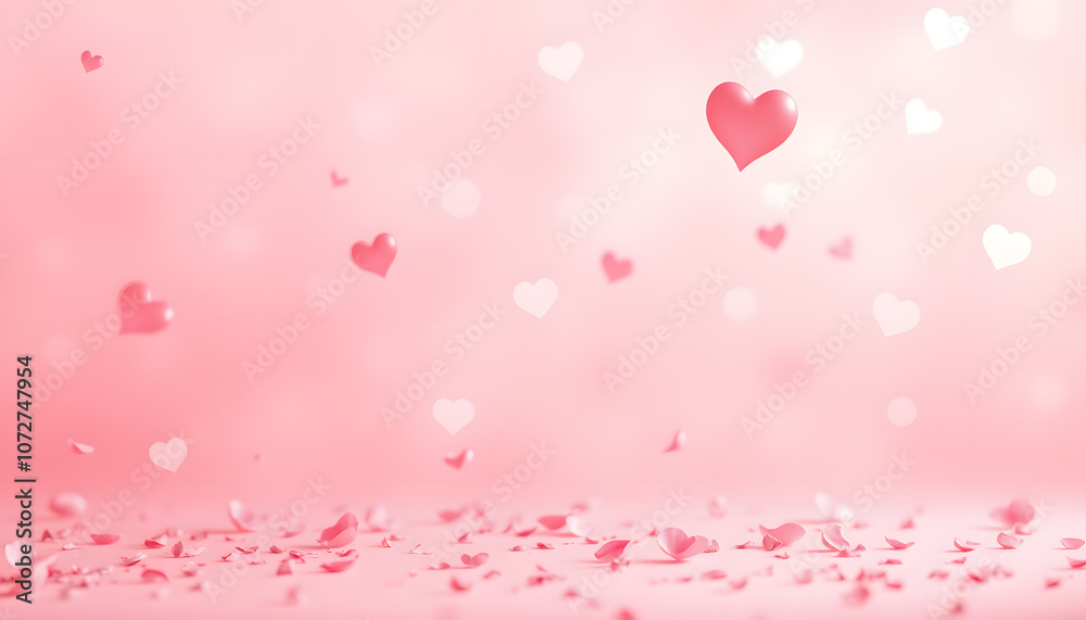 Floral Valentine's Day Heart with Delicate Flowers and Leaves, Valentine's day background