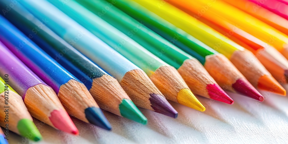 Colorful Pencils on White Background, High Depth of Field, Realistic Illustration Colorful Pencils on White Background, High Depth of Field, Realistic Illustration