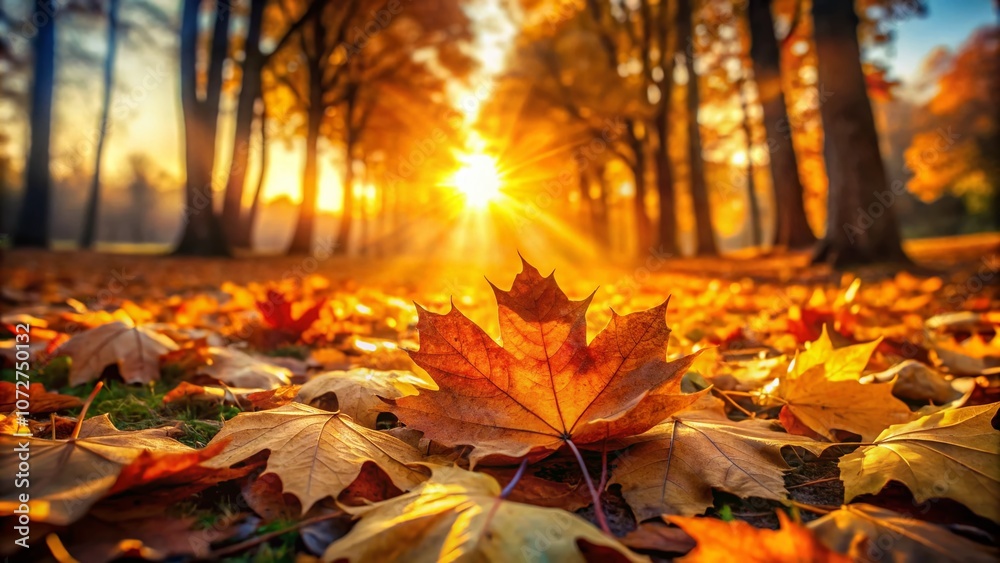 Golden Autumn Leaves Drift Through Sunlight, Creating a Tranquil Atmosphere in a Serene Outdoor Setting for Low Light Photography Enthusiasts Golden Autumn Leaves Drift Through Sunlight, Creating a Tranquil Atmosphere in a Serene Outdoor Setting for Low Light Photography Enthusiasts