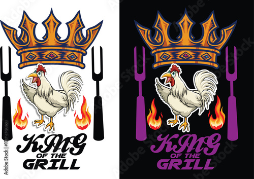 Kina of the grill BBQ t shirt design and graphics