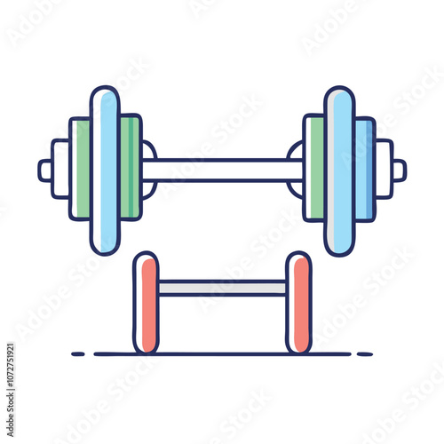 Pair of colorful dumbbells illustration,  symbolizing fitness, weight training, and gym exercise equipment.