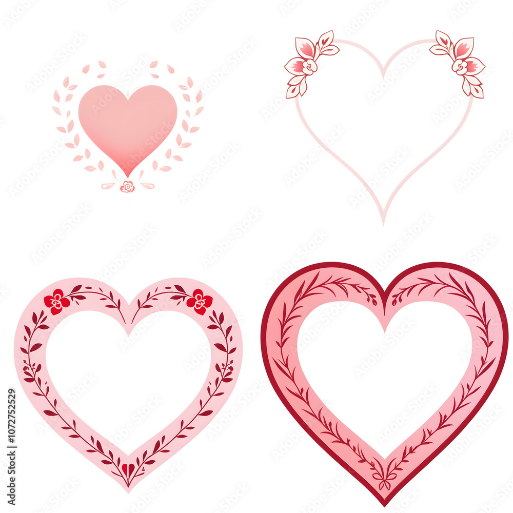 Romantic Heart with Floral Accents – Valentine's Day Logo illustration Romantic Heart with Floral Accents – Valentine's Day Logo illustration