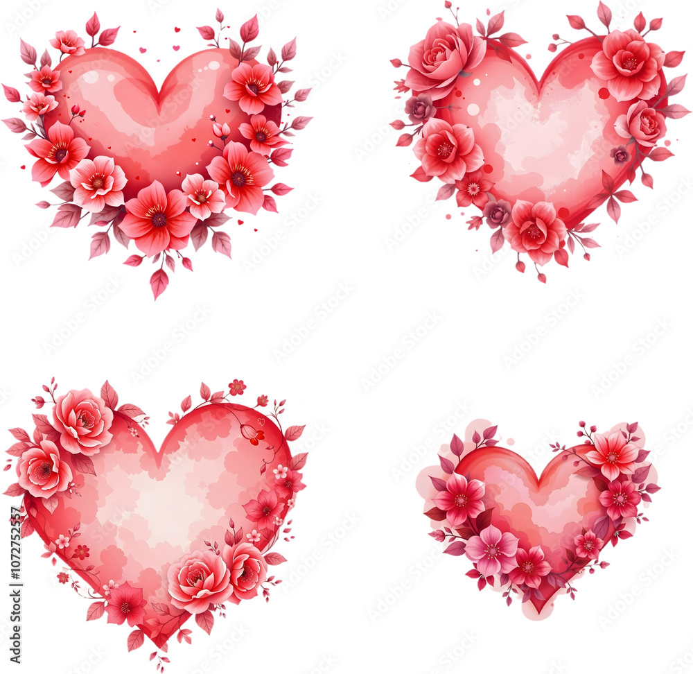 Romantic Heart with Floral Accents – Valentine's Day Logo illustration Romantic Heart with Floral Accents – Valentine's Day Logo illustration