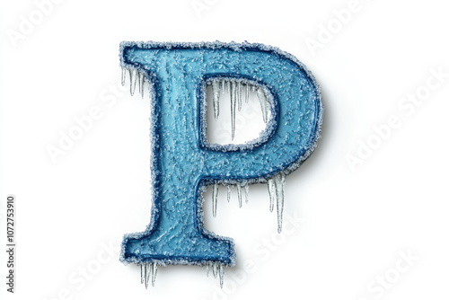 Wallpaper Mural Frosty blue letter P with ice crystals and dripping frost on a pure white background, ideal for branding Torontodigital.ca