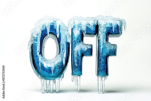 Blue frosted letters 'OFF' with icicles, representing cooling or power off themes visually photo