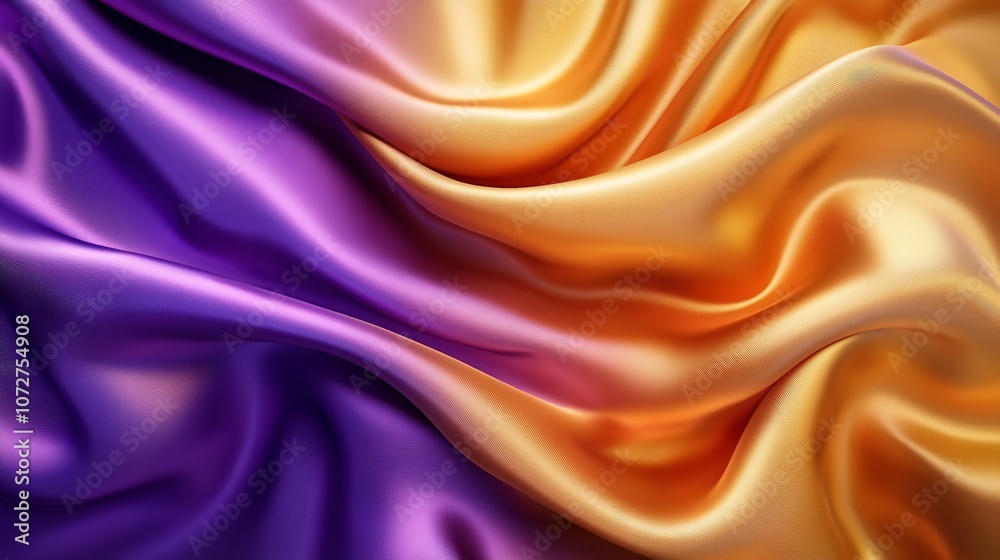 abstract background with 3D waves in bright gold and purple gradient: abstract background with 3D waves in bright gold and purple gradient: