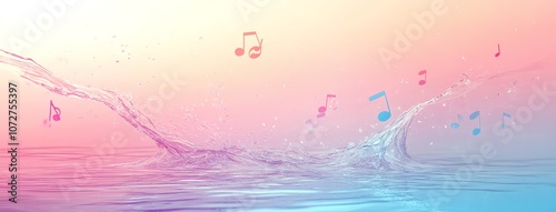  abstract background with musical notes and soft pastel colors: photo