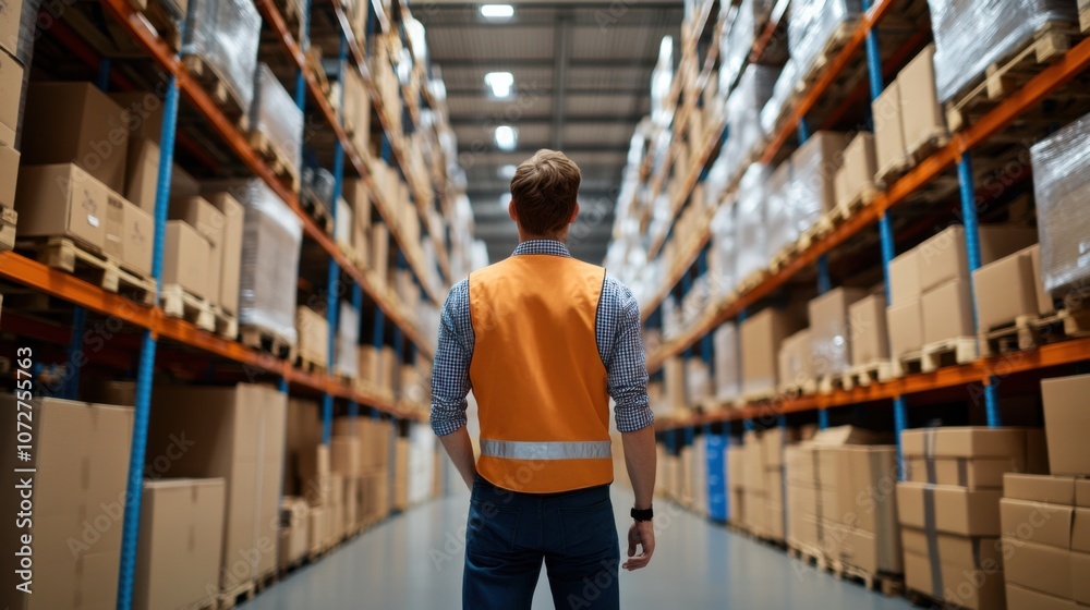 Warehouse Worker Analyzing Stock Data Warehouse Worker Analyzing Stock Data