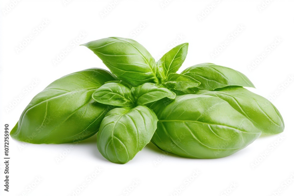 Fresh Basil Leaves Isolated on White Background Fresh Basil Leaves Isolated on White Background