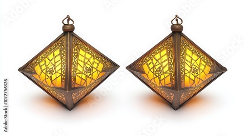 Glowing Islamic Lanterns with Geometric Patterns photo