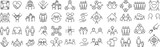 ベクターでモノクロのコミュニティに関する線画アイコンセット
