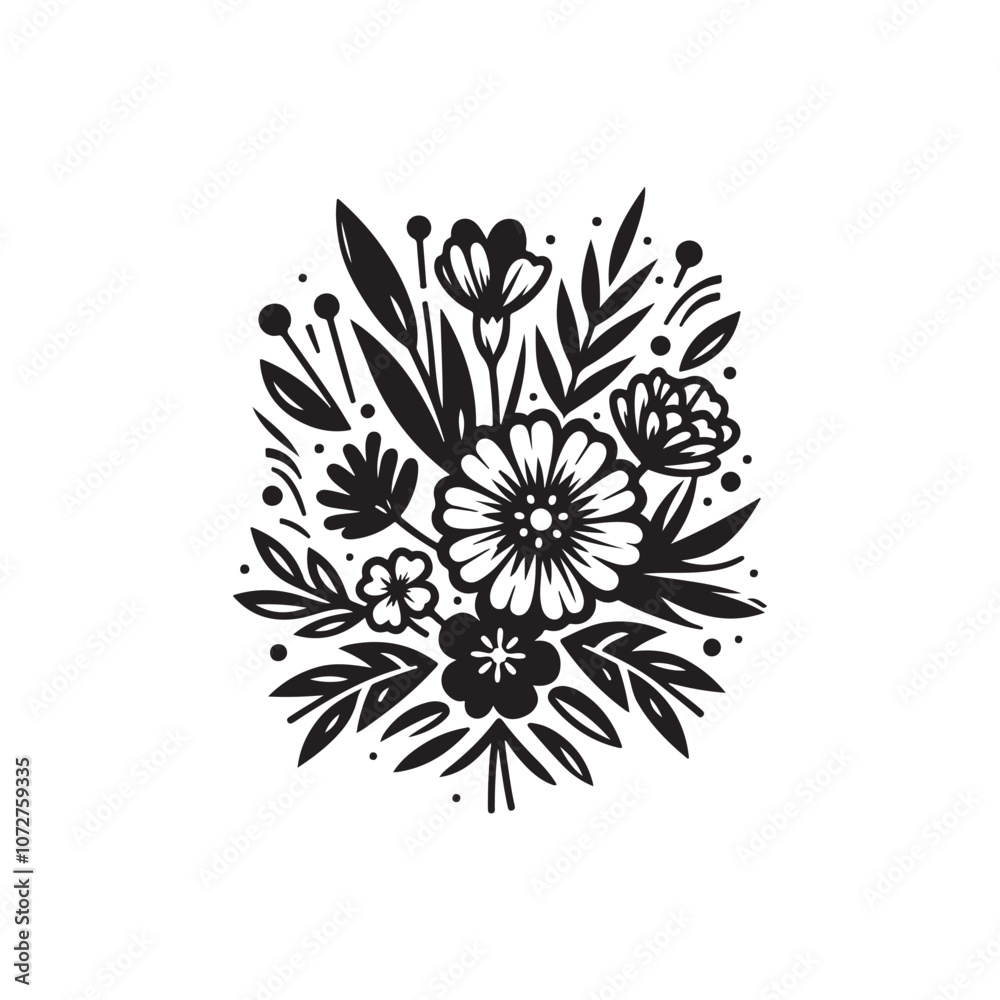 black and white flower