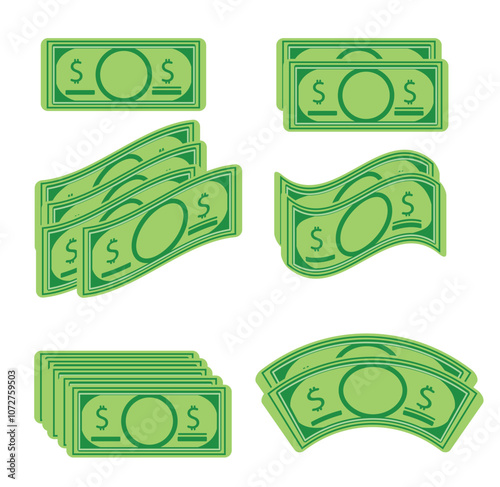 green paper money. Financial success, profit, Vector illustration