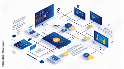 Network connection of various items, concept of interconnected technology