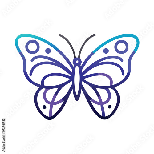 Colorful cartoon butterfly vector illustration, Bright and colorful cartoon butterfly with decorative patterns and vibrant colors, isolated on a white background.
