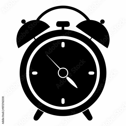 vector alarm clock icon silhouette black design illustration