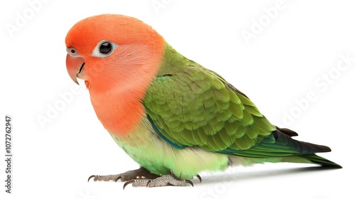 Peach-Faced Lovebird Posing on White Background