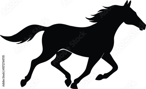 silhouette of a running horse, horse silhouette icon vector illustration