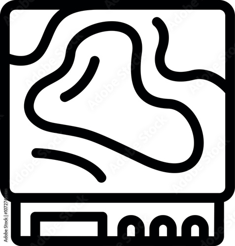 Electronic printed circuit board displaying abstract topography lines, representing a concept of height and depth in electronic design