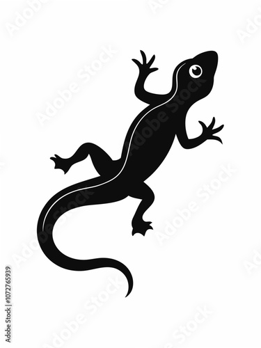 Black silhouette lizard tattoo vector illustration on a white background