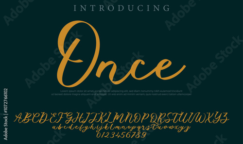 Once Font Stylish brush painted an uppercase vector letters, alphabet, typeface