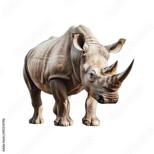 A Majestic Rhinoceros Stands Proudly Against a Dark Background, Capturing the Strength and Tradition of Wildlife Conservation Efforts Around the Globe.