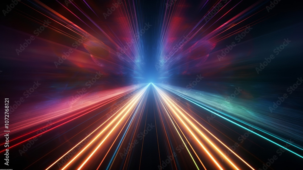 Obraz premium Vibrant Streaks: Exploring Light and Shadow Through Photobashing”