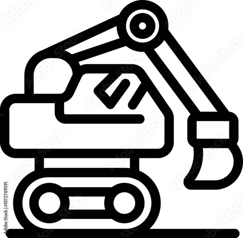 Excavator with hydraulic arm and bucket digging, representing construction, earthmoving, and heavy machinery