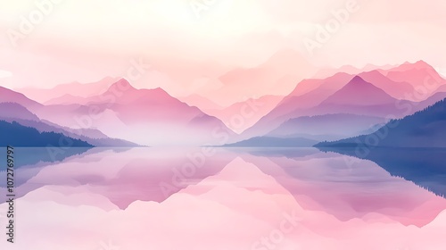 Serene Mountain Landscape Reflected in Still Water at Sunset